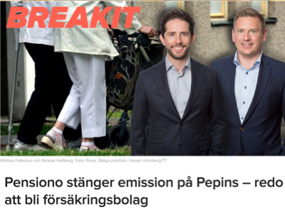 Pensiono stänger emission – redo att bli försäkringsbolag